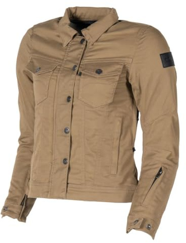 MOTOBLOUZ NAZAIRE LADY Chaqueta de Moto 4 Estaciones. Chaqueta de Moto Equipamiento de Protección con 4 Protecciones CE. Ropa para Mujer Color Beige Talla 38