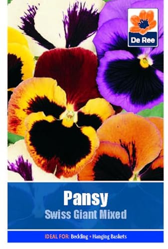 Flower Seeds Pansy Swiss Giant Mixed- 85 Seeds Packet Plant Bedding Borders Containers Pots Grow Your Own Garden Plant Seed