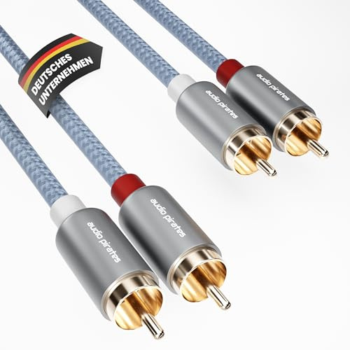 audio pirates High Performance Audio Cinchkabel 2 x 2 Cinch- Kabel | brillante Tonqualität, Sehr robust & langlebig/Koaxialkabel | RCA, Subwooferkabel, Auto (2er Pack-10 Meter)