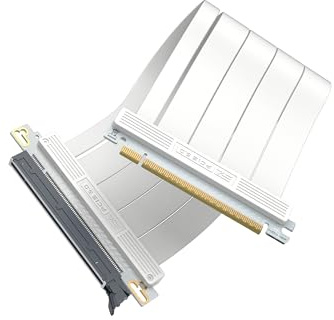EZDIY-FAB PCIe 5.0 X16 Riser-Kabel,128 GB/s Bandbreite,für RTX 50/RTX 40,RX 9000/RX 7000 GPUs,PCIe-Erweiterungskarte, abwärtskompatibel mit 4.0/3.0,Vertikale GPU-Montage,Gerade-30cm,Weiß