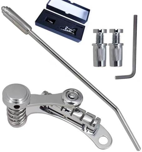 Chrome Electric Guitar Bridge Vibrato Tailpiece Tremolo System,Tune-O-Matic Style Guitar Bridge for LP SG Style Guitar Vibrato System with Hardware Kit