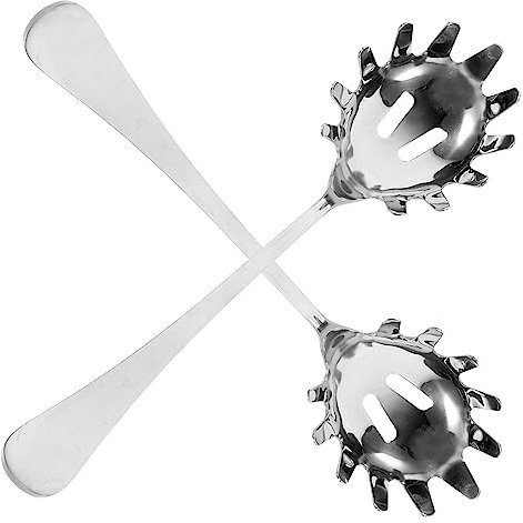 Warmhm 2pezzi Mestolo Per Spaghetti in Acciaio Resistente Con Bordi Seghettati Utensile Da Cucina Multiuso Per Scolapasta e Servire Zuppe Pratico e Durevole