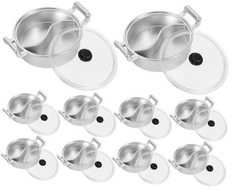 Toyvian 10pcs Mini Simulation Hot Pot Model for Doll House Boys and Girls Joyful Mini Cooker Kitchen Educational Toy Ornaments