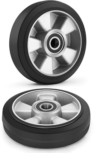 Satz mit 2 Hubwagenräder Gummi 180x50mm mit Kugellager, Hubwagenrolle Gummirollen Achse 20 mm für Palettenhubwagen, Maximale Belastung: 1400 KG
