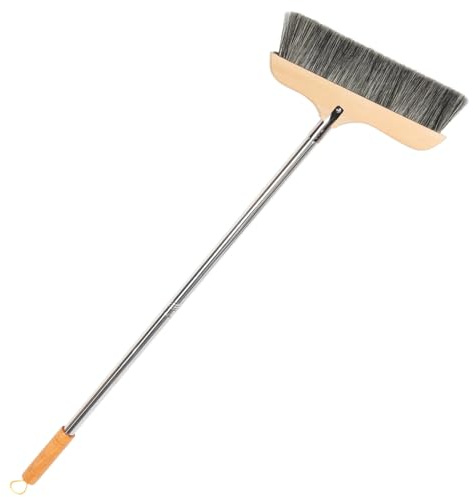 ULDIGI Natural Wood Sweeper with Soft Bristle Broom and Stainless Steel Handle Anti-static Hardwood Floor Cleaning Brush for Kitchen Bedroom Bathroom Long Handle Manual Crafting