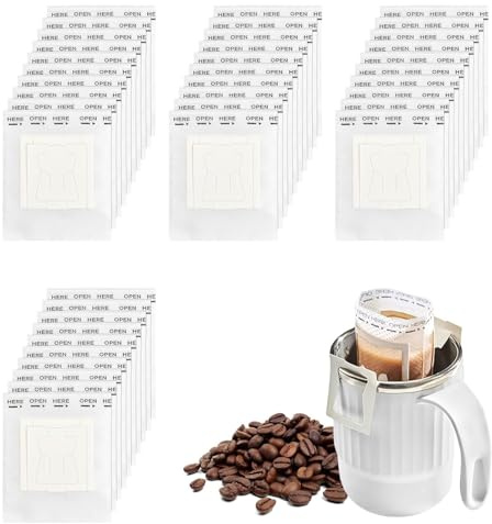 200 Pcs Bulk Coffee Filter Bags, Disposable Hanging Ear Paper Filters for Pour Over, Food Grade Single Serve Brewing Bags for Most Cups, Ideal for Travel, Camping, Office, Home Use (White)