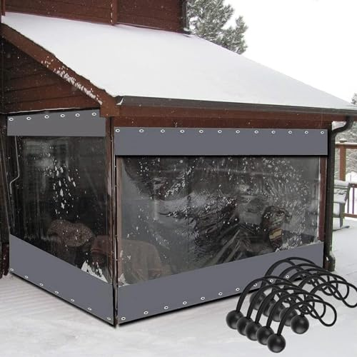 Cortina impermeable gris para exteriores con ojales, 2,2 m de alto x 6 m de largo, toldo lateral para pérgolas, patios y jardines, perfecta para sombra de privacidad y decoración al aire libre