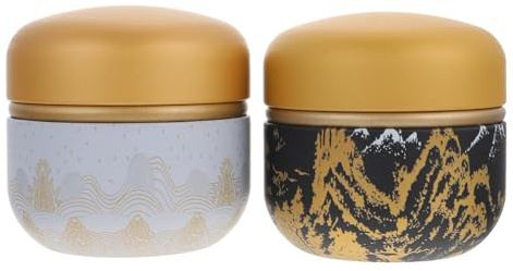 DOITOOL 2 Pièces Boîte à Thé Japonerie en Fer, Rangement Compact Ronde | Boite Ronde, pour Bonbons et Fruits Secs, Emballage Boutique de Thé, Déco Maison