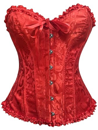 Wikoan Corsetto Donna Sexy Corsetti Bustino Elegante Corsetto da Donna Corsetti Stringivita Halloween,Rosso,S