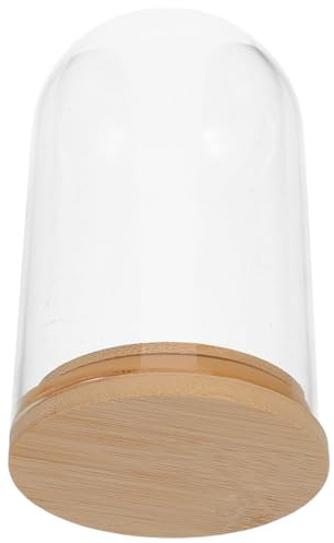 SOIMISS Cloche en Verre Transparente Micro-Paysage avec Base en Bambou Étanche 70X120 MM Pot de Fleurs pour Propagation et Terrarium Décoratif pour Maison et Bureau