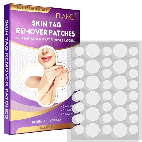 XFSRG 144 PCS Verrue Traitement Patch Résultats Rapides Traitement Efficace Doux pour la Peau Élimination de l'Acné Convient pour les Pieds Cou Dos