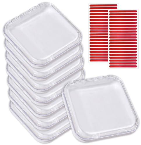 Cajas de embalaje de uñas a presión, 8 unidades, caja de almacenamiento transparente para uñas falsas, 40 cintas adhesivas de doble cara