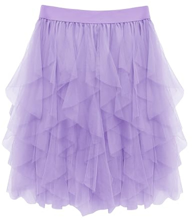 Wikoan Falda para Mujer Falda Asimétrica de Tul Falda de Malla Princesa Mujer Informal de Moda Mujer Informal de Moda