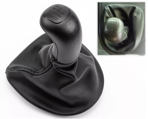 Kit de pomo de palanca de cambios y polaina de maletero para Mercedes para Vito W638 1996-2003, 5 cabezales de palanca de cambios manuales con cubierta de cuero, 18 cm, color negro