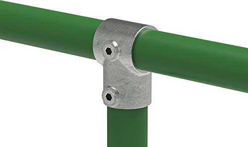 Fenau | T-Verbinder/T-Stück, Rohrverbinder, kurz, 90-Grad, Ø 48,3 mm, Temperguss galvanisiert, feuerverzinkt, inkl. Schrauben