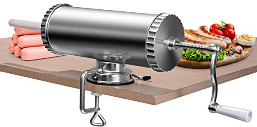 COSTWAY 2,5kg Insaccatrice per Salsiccia, Macchina per la Produzione di Salsicce, Insaccatrice Manuale, con 3 Tubi di Riempimento