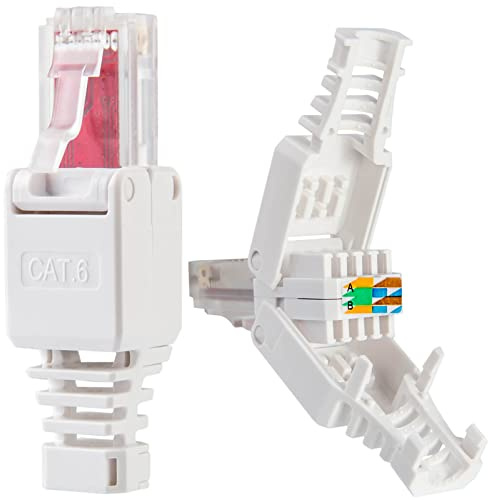 30x RJ45 CAT 6 Netzwerkstecker mit vergoldeten Kontakten CAT6 LAN Crimpstecker Gigabit Connector für Patchkabel, Verlegekabel CAT7 CAT6A CAT5 Kompatibel Werkzeugfrei Werkzeuglos DSL Stecker UTP