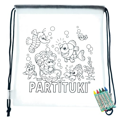 PARTITUKI Mitgebsel Kindergeburtstag Junge 10 Taschen Zu Malen, 10 Sets mit 5 Farbige Crayons. Kleine Geschenke für Kinderparty. Pinata Füllung. Ungiftig Zertifiziert