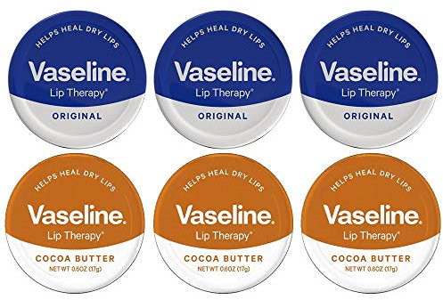 Vaseline Lip Therapy Lip Balm Tins 20g - 3 Original & 3 Cocoa Butter (Pack of 6)