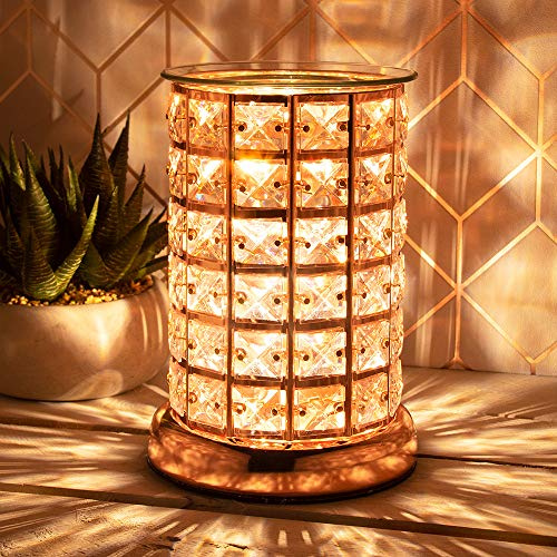 The Leonardo Collection Desire Aroma Wax/Oil Burner Lamp CRYSTAL (ROSE GOLD), 16cm High 12cm Wide
