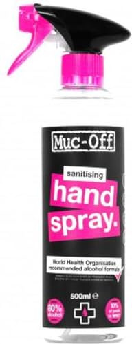 Muc-Off Antibacterial Sanitising Hand Spray, 500 Millilitres - WHO Recommended Formula With 80% Alcohol Content - Kills 99.999% Of Germs