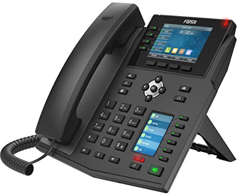 Fanvil Telefono VoIP di fascia alta X5U, display a colori da 3,5 pollici, display a colori laterale da 2,4 pollici per tasti DSS. 16 linee SIP, Gigabit Ethernet a doppia porta, adattatore di