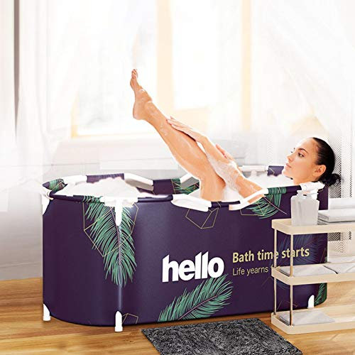 Thrivinger Portable Foldable Bathtub, 120cm Foldable Soaking Bathing Tub for Adults, Soaking Standing BathTub, Portable Bathtub, Separate Family Bathroom SPA Tub, Ideal for Hot Bath Ice Bath