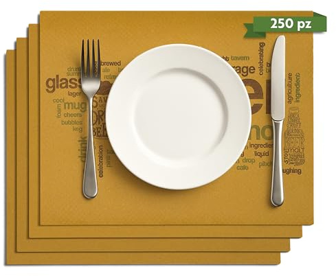 GIORDANO Cart 250 Tovagliette Carta Monouso in Carta Paglia Goffrata in Stile Beer - Tovagliette Americane Usa e Getta Resistenti, Igeniche e Made in Italy