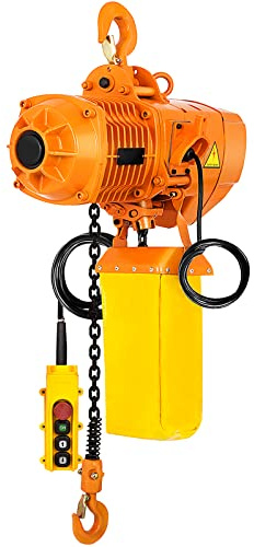 VEVOR Single Phase Electric Chain Hoist, 2200Lbs /1 ton 10ft Lift Height with Electrical Hook, G80 Mount Chain Hoist, Double Chain with Pendant Control 110V for Logistics, Factories and Agriculture