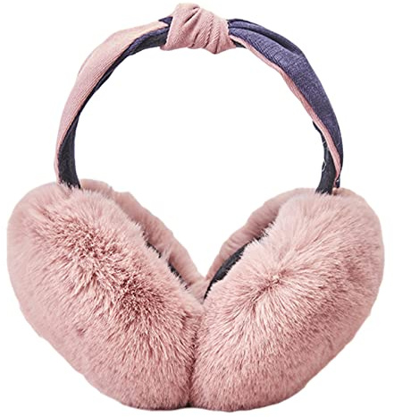 IHCEMIH Cache-oreilles pour Femme Accessoires d'Hiver Peluche Moelleux Pliable Nouer Thermique pour l'Extérieur Ski Course Oreilles Protection Contre le Vent Froid Cadeau pour Filles Adultes Rose
