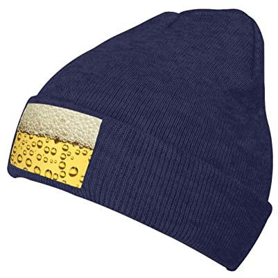 ASEELO Beer Bubble Winter Knit Beanie Mütze für Damen Herren Ski Skull Cap für Wandern Radfahren Camping Joggen Schwarz, marineblau, One size