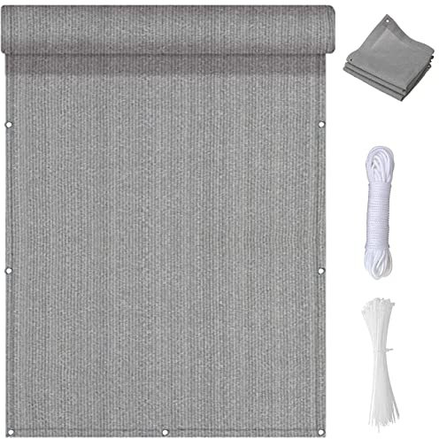YANHONG Privacidad de Balcón 95x900cm(37x354inch) Protección de Privacidad Balcón Malla de sombreo HDPE Protección UV con Ataduras de Cables, Gris