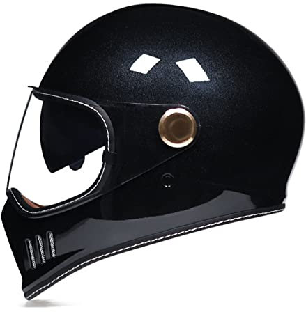 KEFFOR Rétro Motorrad Klapphelme Mit Visier, Integralhelme DOT/ECE-Zugelassen, Vintage Motorradhelm Herren Damen, Motocrosshelme Für Chopper Scooter Moped (Color : A, Size : L=59-60cm)