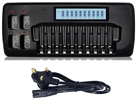 14 Slot Battery Charger AA AAA - Universal LED Battery Charger Intelligent For 1.2V AA AAA NiMH/NICD And 9V Li-Ion/NICD Rechargeable Batteries With Discharge Function