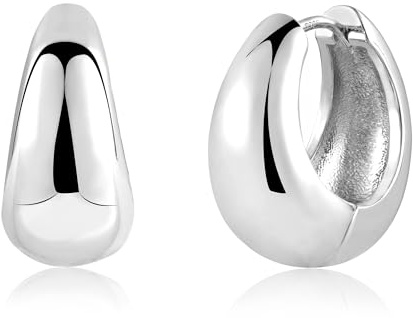 ASH'S CHOICE 14K Vergoldet Creolen Kleine Klobige Chunky Ohrringe für Damen | Silber 925 Ohrringe Klobige Dick Leicht Breit Chunky Creolen Oval Kleine Knorpel Kreolen Huggie Creolen Damen Frauen Herren