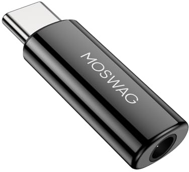 MOSWAG USB Typ C auf 3.5mm Kopfhörer Jack Aux Audio Adapter 1er-Pack | USB C auf 3,5mm Adapter für iPhone 16 Pro Max/16 Pro/16 Plus/16/15 Pro/15, Samsung Galaxy S24 S23 S22 S21 S20 und mehr