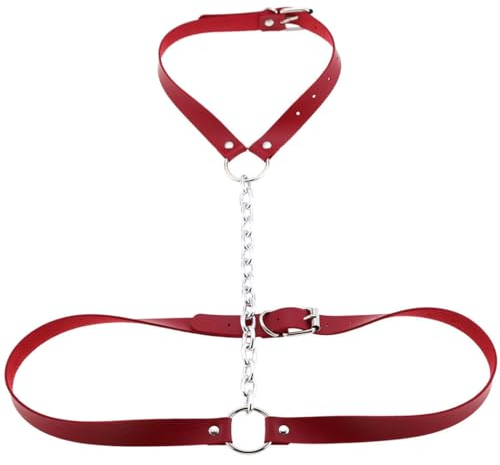 Harness Schmuck, Körperkette, Taillenkette, Lederimitat, Käfig: Punk, Gürtelkette, Brust, 50, Leder, Kein Edelstein