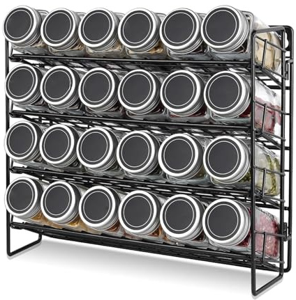 Accmuzzy 4-stufiger Gewürzregal Stehend,Wandmontiertes Gewürzregal Ohne Bohre,Freistehendes Gewürz Organizer,Gewürzaufbewahrung Organizer für Küche,Arbeitsplatte,Speisekammer