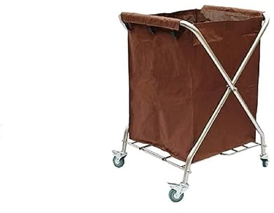 Klappbarer Wagen auf Rädern, Reinigungswagen aus Edelstahl mit Taschen/Blau/65 * 55 * 90 cm, Braun, 65 * 55 * 90 cm