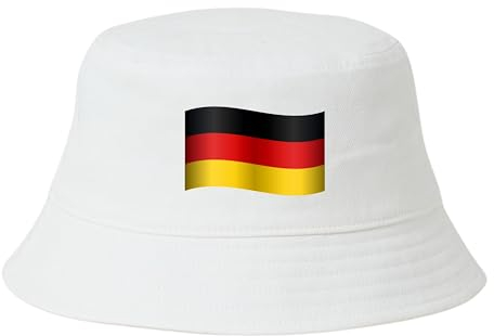 dalerno Deutschland Hut EM Fußball 2024 Herren Damen Anglerhut Fischerhut Bucket Hat Europameisterschaft Germany Fanartikel DE Public Viewing EM Deko Kappe Mütze Männer Frauen Fussball weiß Fahne