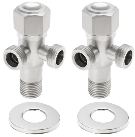 Be In Your Mind 2 Set 1/2 Valvola A Doppio Angolo In Acciaio Inossidabile 1 Ingresso E 2 Uscite Valvola Di Arresto Ad Angolo Per Scaldabagno Per Lavatrice Argento