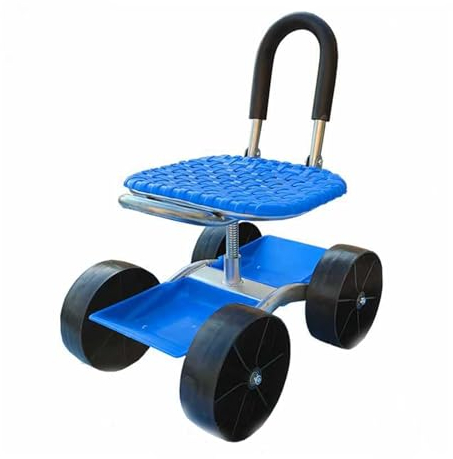 Gartenrollhocker mit Ablagefach, 4-Rad-Gartenwagen, praktischer Roller, geeignet zum Pflanzen, Pflücken, Jäten
