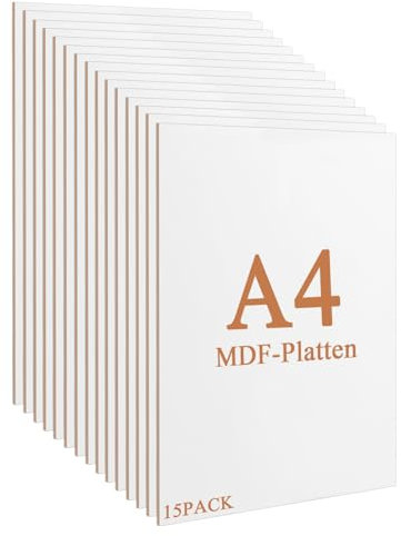 YAYODS 15 pannelli in MDF A4, 3 mm, 300 x 210 x 3 mm, pannelli in legno per fai da te, colore bianco, per laser, router CNC, modellazione, traforato, sega per foglie