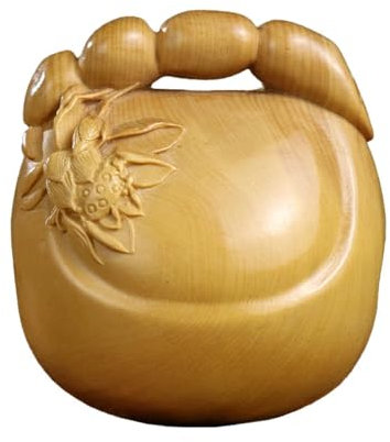 LIZORE Mini Holz Fisch Kleine Holz Dekoration Buchsbaum Vintage Statue Dekoration Ornamente Für Wohnzimmer Schlafzimmer Büro, Zuhause Feng Shui Skulptur