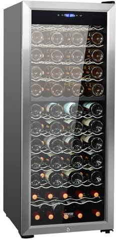 VEVOR Cantinetta per Vini Capienza da 80 Bottiglie, Cantinetta Portabottiglie Doppia Zona, Frigo con Raffreddamento ad Aria Circolante Controllo Digitale, Protezione UV, per Vino Rosso e Bianco