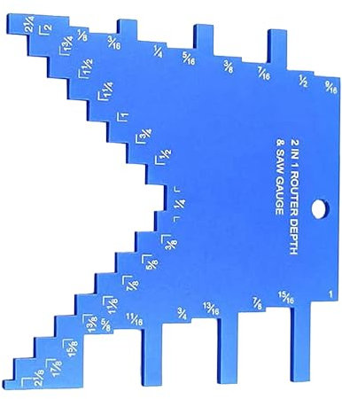 Stufen-Tiefenmesser, 2-in-1-Fräs- und Tischsägen-Messschieber aus Aluminiumlegierung, tragbare Klingenhöhen-Einstellwerkzeuge für Holzbearbeitung, Heimwerker (blau)