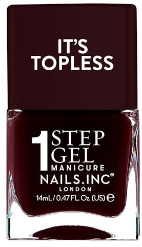 Nails Inc It's Topless Gel-Like Nail Polish, 4-in-1 Base Coat, Treatment, Colour & Top Coat, Long Lasting, Strong, Chip Free Nails, Glossy Salon Quality Manicure, Air Dry Nail Polish, Billie, 14 ML