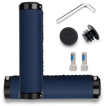 Mountain Bike Handlebar Grips With Single Lock On Clamp,Bike Handlebar Grips Artificial Leather Cycling Bicycle Grips,Lightweight And Ergonomic Bicycle For MTB/BMX (Dark Blue)