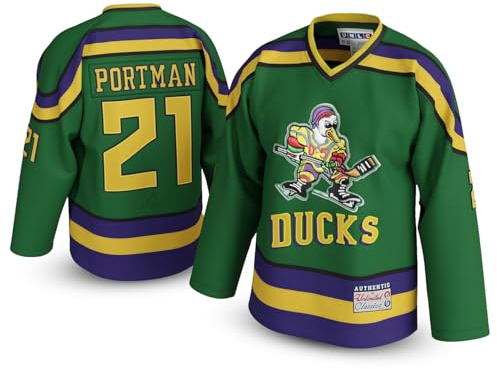 UNLC Dean #21 Mighty Portman Ducks Hockey Jersey Green, Green, S
