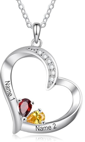 kaululu Silberkette Damen 925 mit Anhänger Personalisierte Kette Damen Herzkette mit Gravur Kette mit Familie Namen Geschenke für Mama Geburtstagsgeschenk Valentinstag